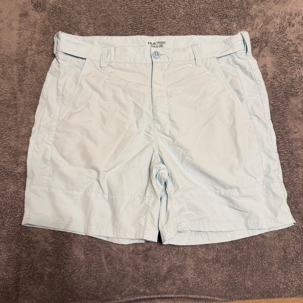 Huk Performance Fishing Shorts Mens 3XL Light Blue Nylon Quick Dry Outdoor‎